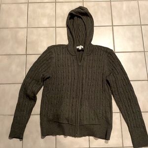 St. John’s Bay Cable Knit Zip Hoodie Charcoal Grey XL